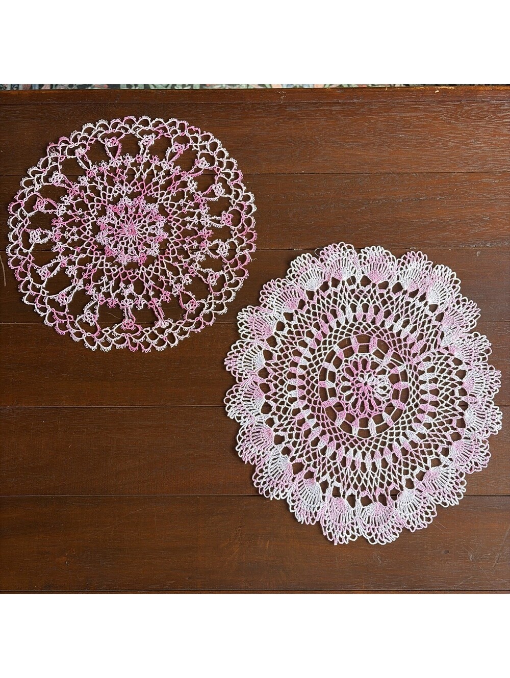 25 Pc VTG Handmade Crochet Lace Doily Lot Victorian Chic Wedding Pink Purple - Picture 5 of 13